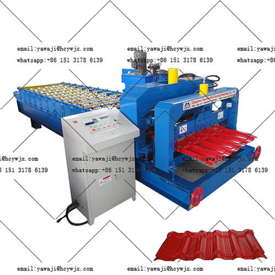 Máquina de moldagem de rolos de azulejos de aço vidrado hidráulico com material de corte CR12 e espessura de material de 0,3-0,6 mm