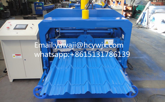 Máquina de moldagem de rolos de telhado de telhado vidrado de cor trapezoidal com diâmetro de eixo de 70 mm