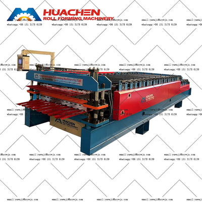 0.3-0.6mm espessura do material Máquina de moldagem de rolos duplo deck com 45 aceleradores de aço e revestimento