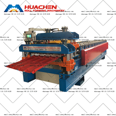 Máquina de moldagem de rolos de duplo deck de painel de telhado de metal galvanizado para material PPGI / GI