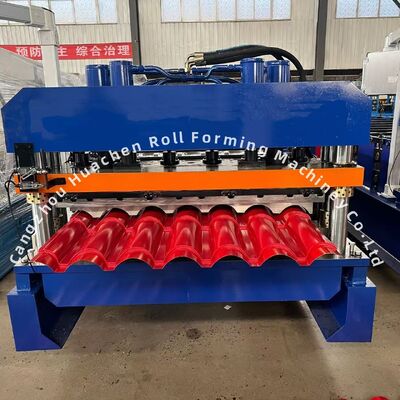 Máquina de moldagem de rolos de telhas vidradas de 1220 mm de largura com 18 estações de rolamento e acionamento de cadeia para construção de aço