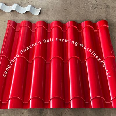 Máquina de moldagem de rolos de telhas vidradas de 1220 mm de largura com 18 estações de rolamento e acionamento de cadeia para construção de aço