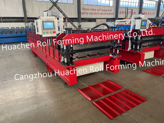 Máquina formadora de rolos de telhado trapezoidal totalmente automático para painéis de telhado de metal