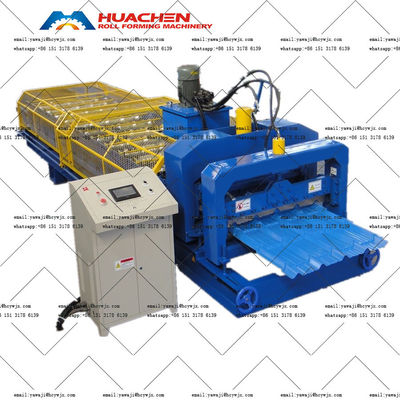 Máquina de moldagem de rolos de telhado de telhado vidrado de cor trapezoidal com diâmetro de eixo de 70 mm