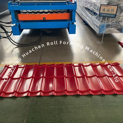 Máquina de formação de rolos corrugados de dupla camada de alta velocidade de 15 m/min com controlo PLC da Panasonic e 45# de apagão de aço